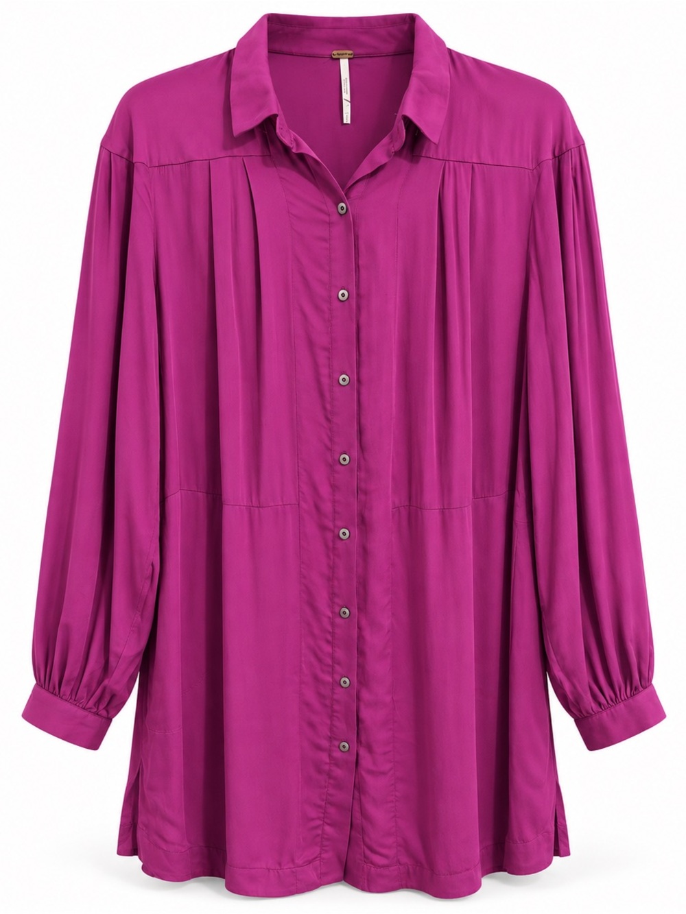 Free People Fuchsia Button-Front Tunic Shirt Women’s Size S
